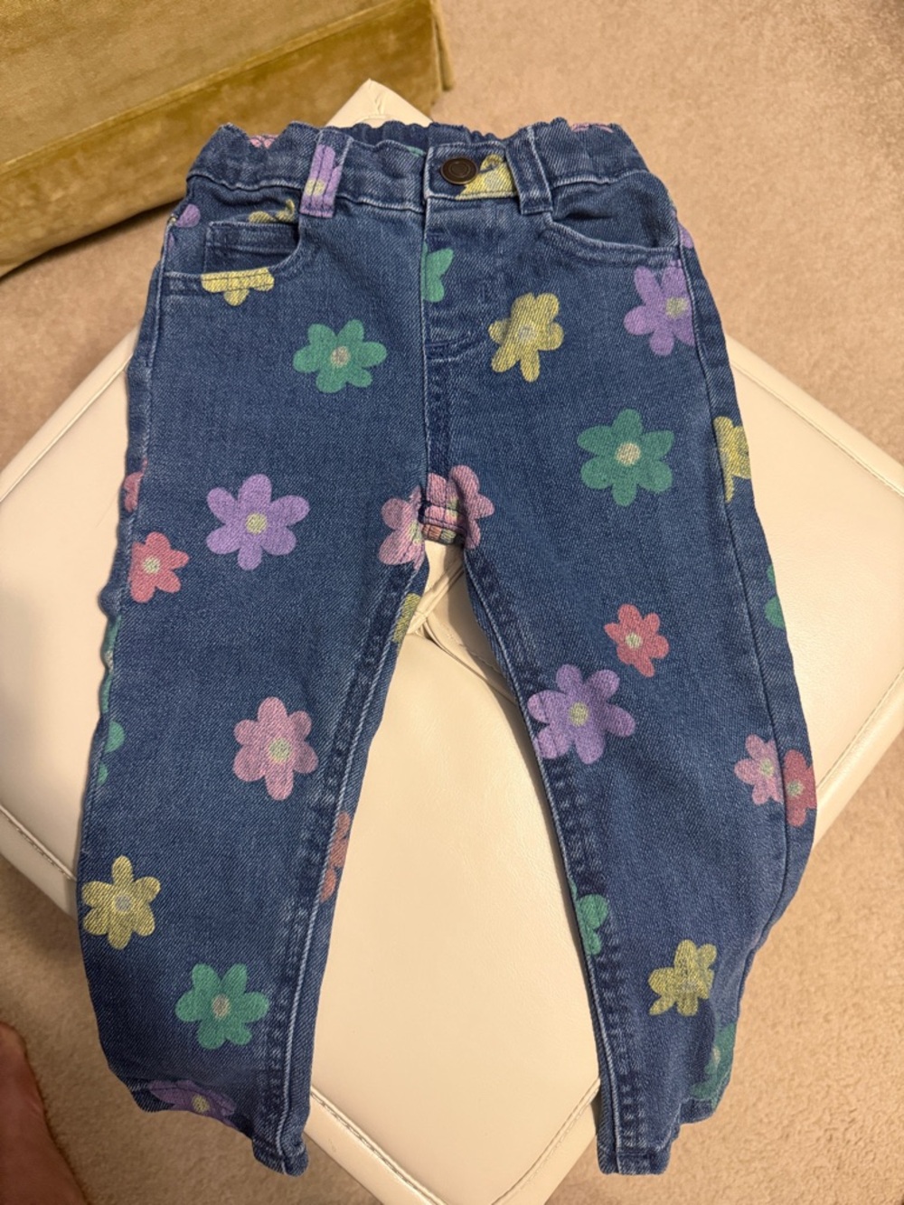 Toddler Multi-Color Floral Print Denim Jeans